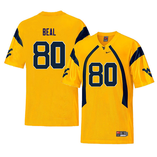 NCAA Men's Jesse Beal West Virginia Mountaineers Yellow #80 Nike Stitched Football College Throwback Authentic Jersey JU23G07DY